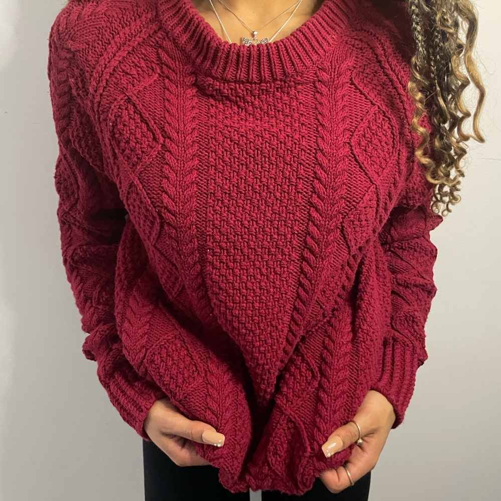 Red Over Sized Knit Sweater